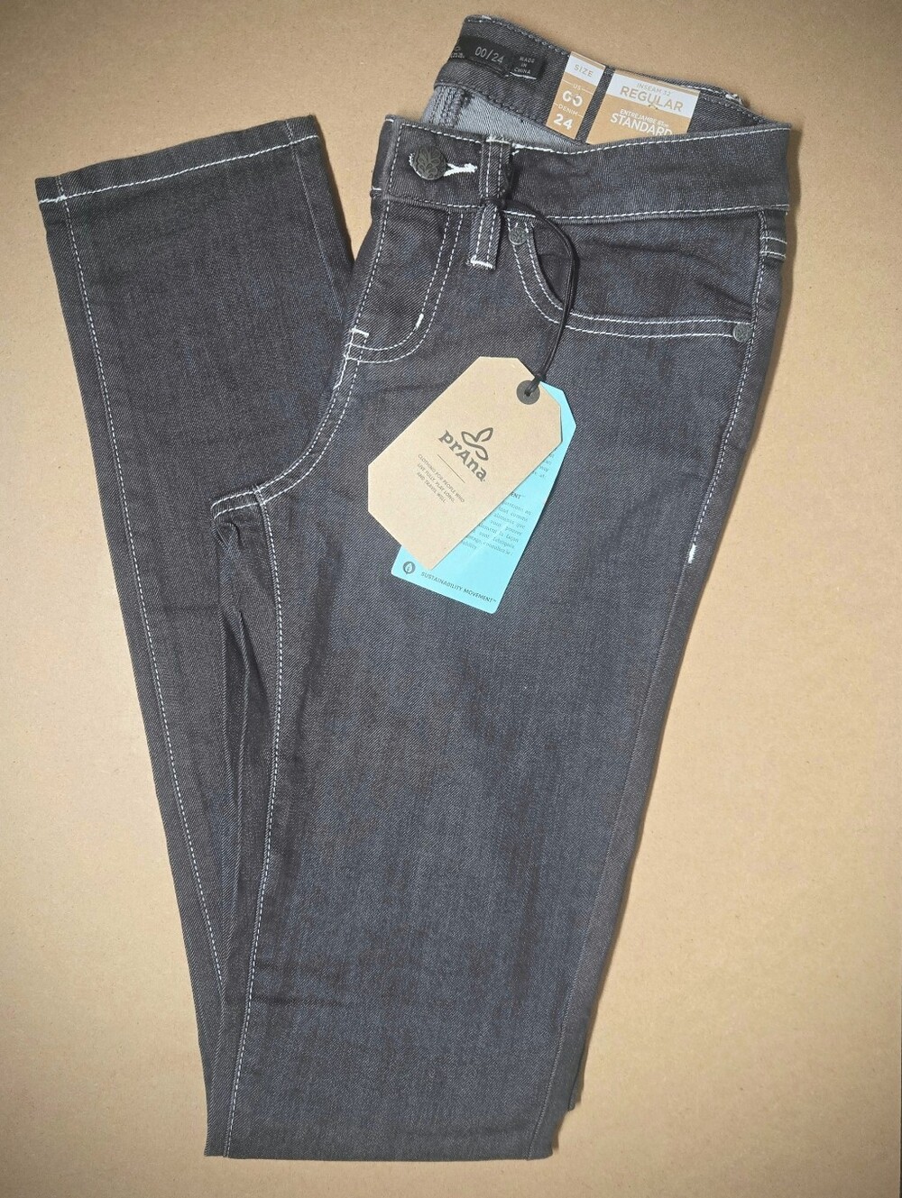 NEW prAna Kayla Women's Jeans Sz 00 blue Stretch Straight Leg Denim 24x32